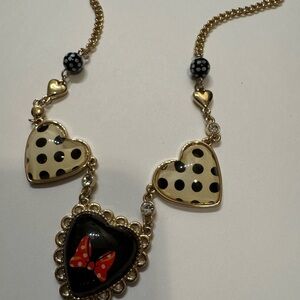 Minnie Mouse Bows & Polka Dot Heart Necklace